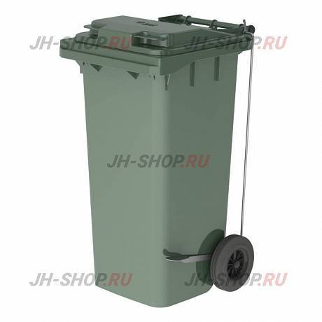 Передвижной мусорный контейнер 120л, с крышкой и педальным приводом картинка